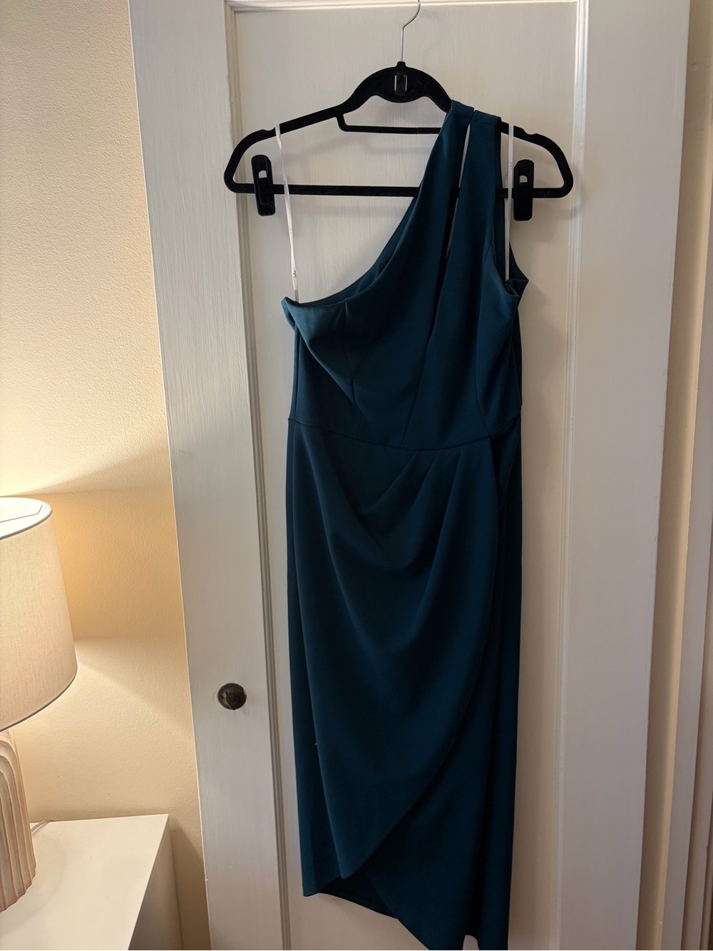 Lulu's Teal One-Shoulder Asymmetrical Midi Dress
